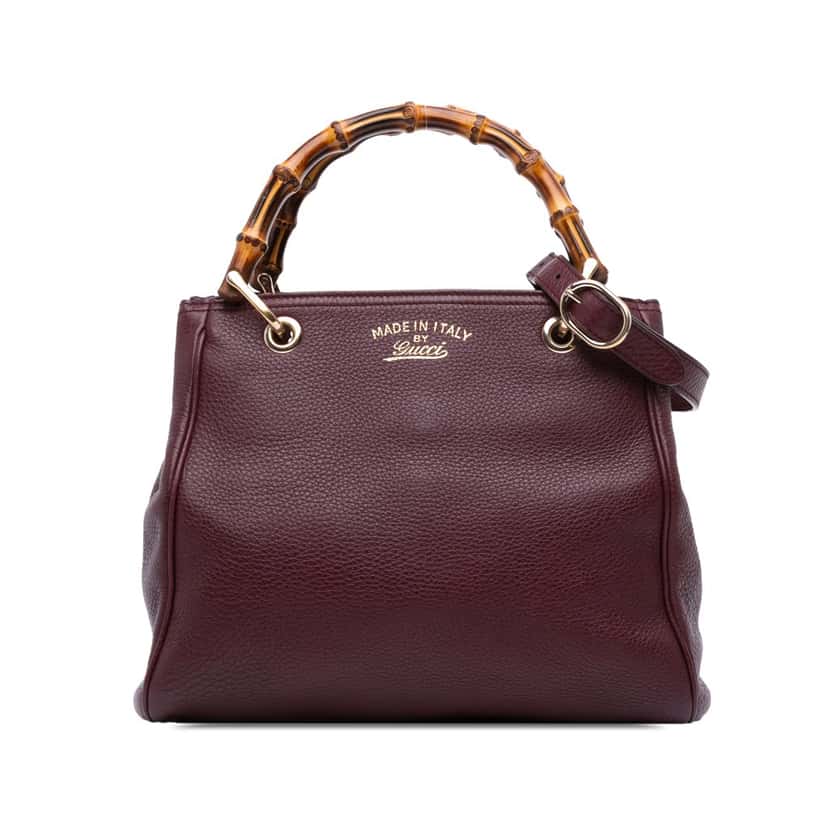 Gucci Small Calfskin Bamboo Shopper Satchel Purple Leather Good condition - Front View