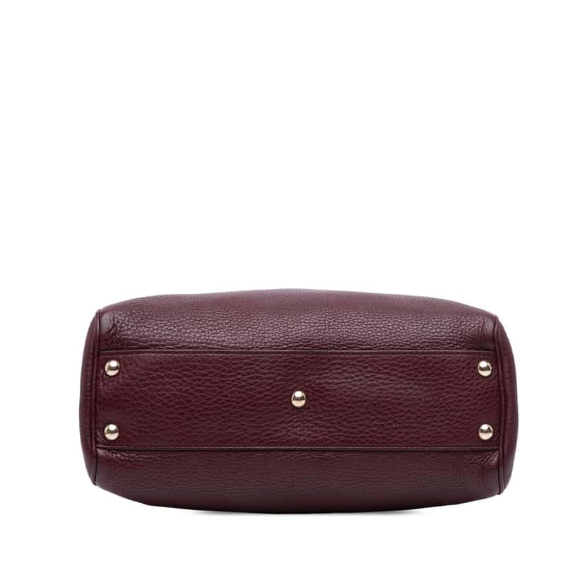 Gucci Small Calfskin Bamboo Shopper Satchel Purple Leather Good condition - Inside View