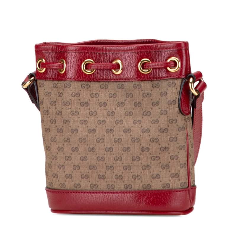 Gucci Micro GG Supreme Doraemon Bucket Bag Brown Canvas Good condition - Back View