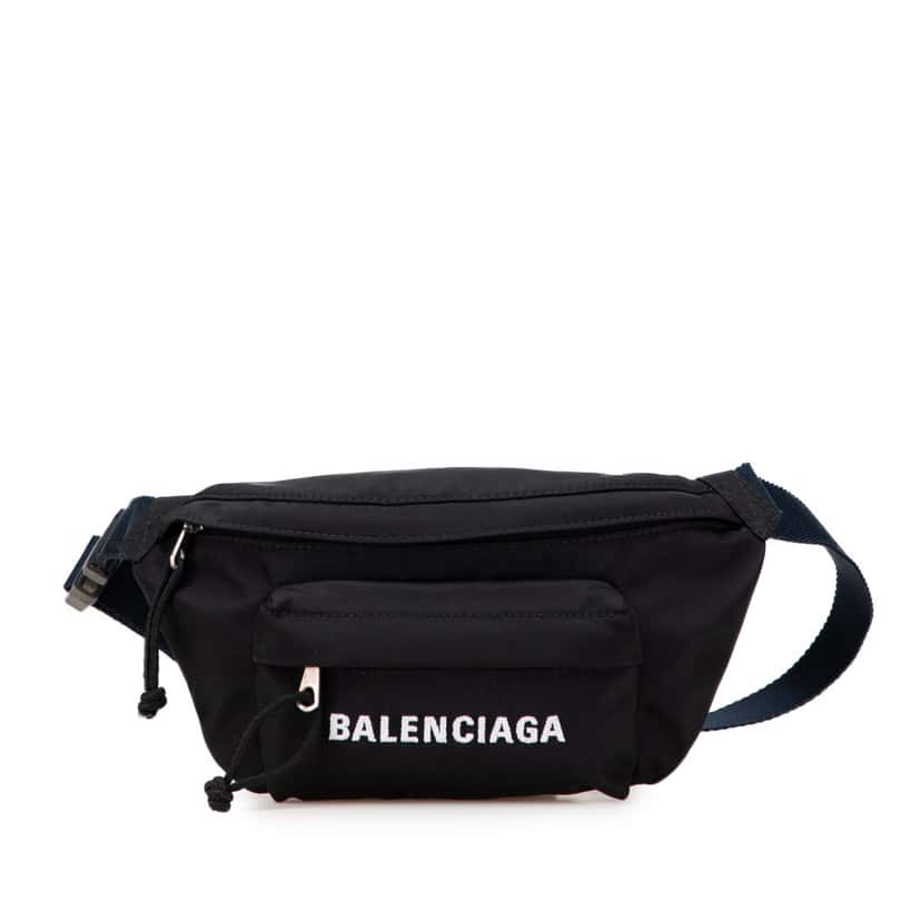 Balenciaga Nylon Logo Wheel Belt Bag Black Good condition - Front View