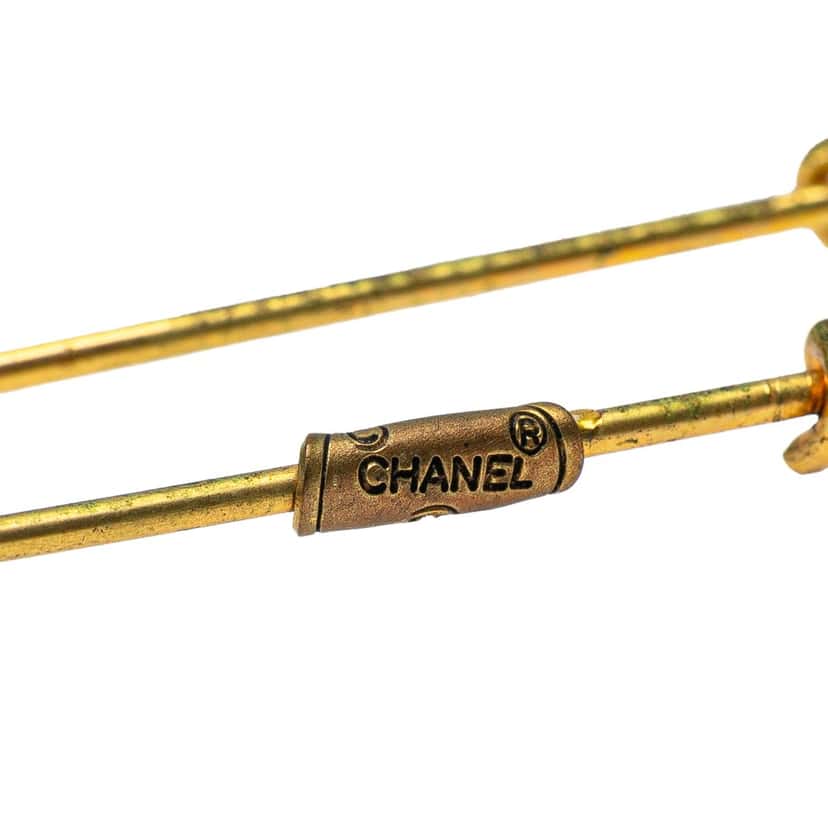 Chanel Gold Plated CC Safety Pin Brooch Gold Metal Good condition - Inside View