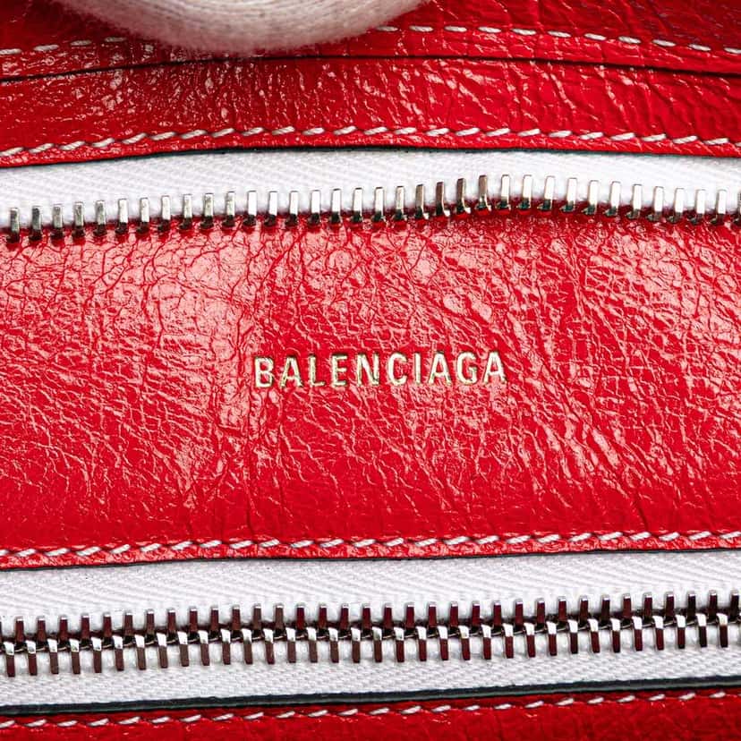 Balenciaga Large Lambskin Striped Barbes Z Pouch Red Leather Good condition - Box View