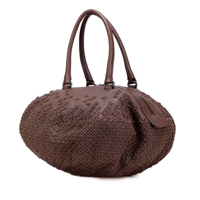 Bottega Veneta Cervo Patchwork Bowler Bag Brown Leather Good condition - Back View