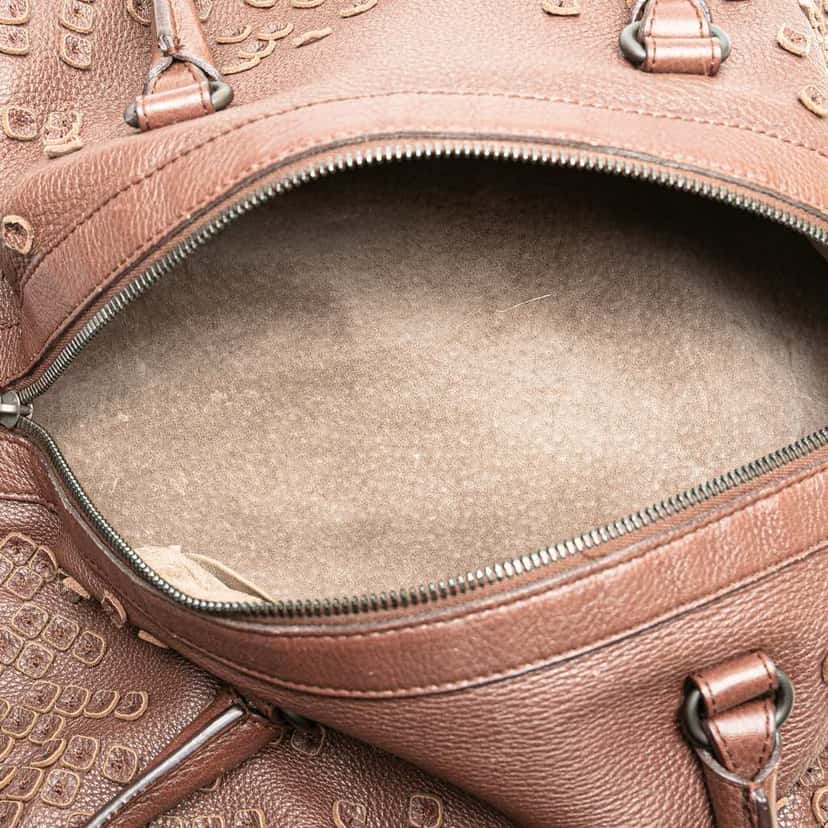 Bottega Veneta Cervo Patchwork Bowler Bag Brown Leather Good condition - Model View