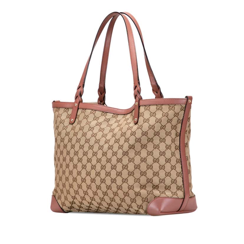 Gucci Medium GG Canvas Craft Tote Brown Canvas Good condition - Back View
