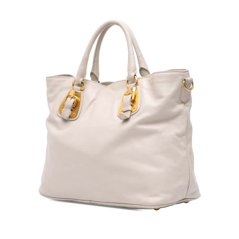 Prada Soft Calf Open Convertible Tote Grey Leather Good condition - Back View