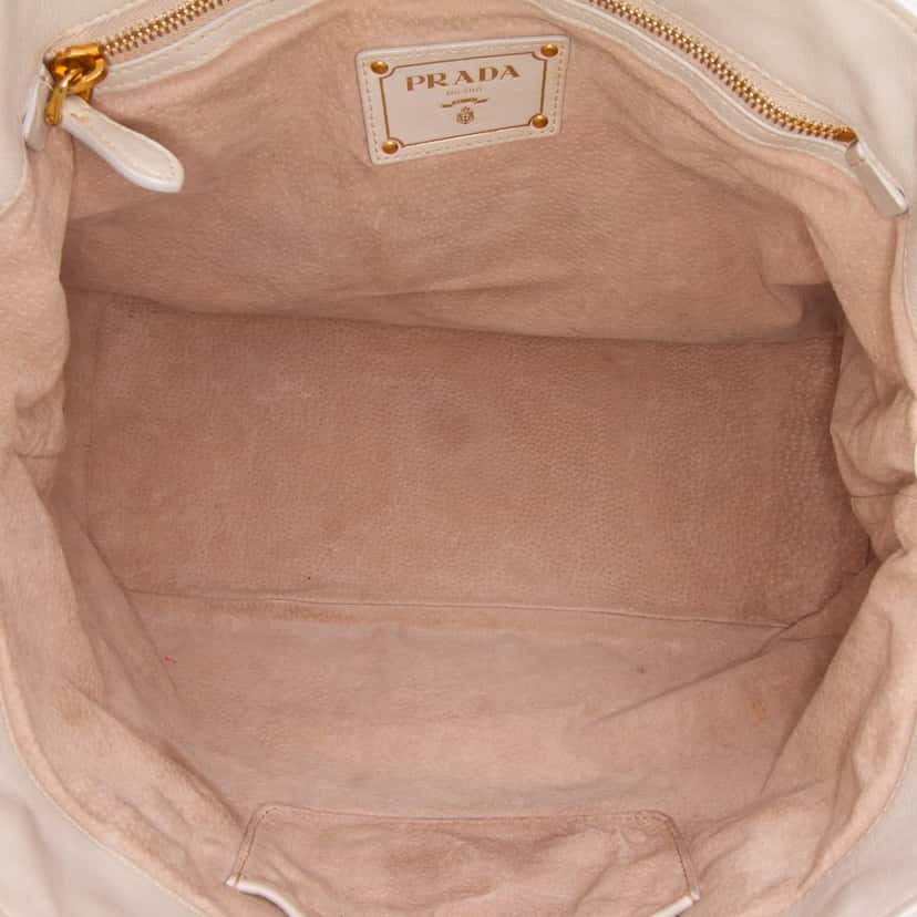 Prada Soft Calf Open Convertible Tote Grey Leather Good condition - Model View
