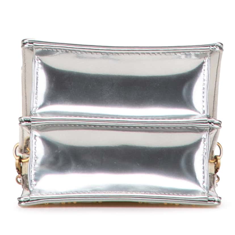 Dior Metallic Studded Calfskin Vertical Diorama Silver Leather Good condition - Inside View