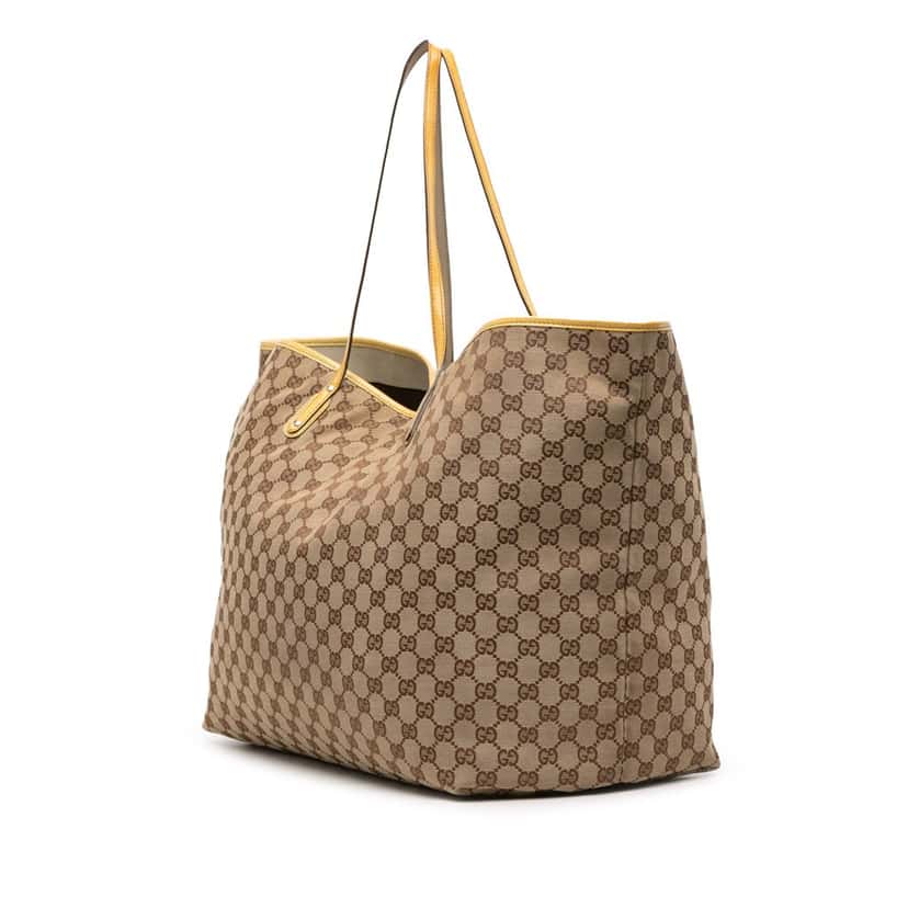 Gucci Medium GG Canvas Oliver Pug Tote Brown Canvas Fair condition - Back View