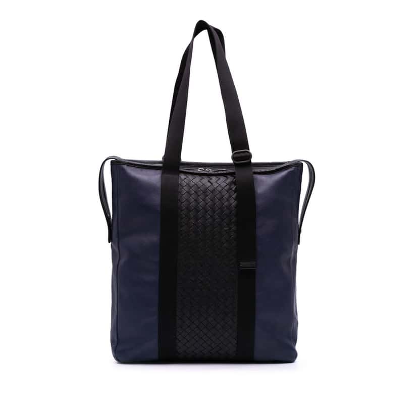 Bottega Veneta Bicolor Leather Intrecciato Tote Blue Leather Good condition - Front View
