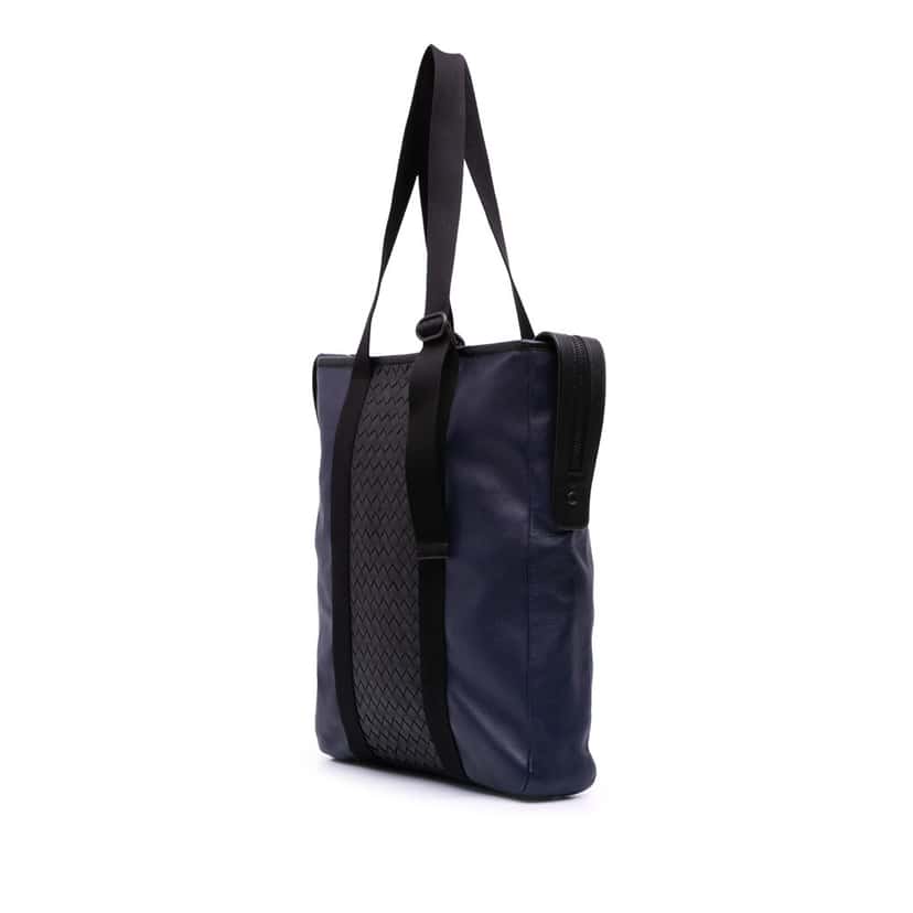 Bottega Veneta Bicolor Leather Intrecciato Tote Blue Leather Good condition - Back View