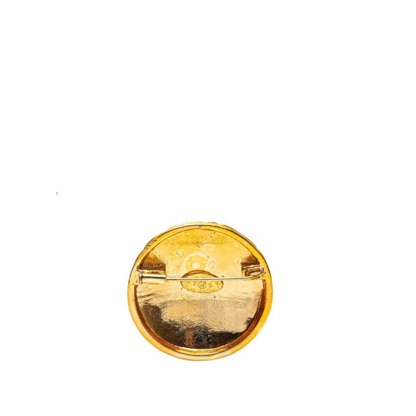 Chanel Gold Plated CC Quilted Brooch Gold Metal Good condition - Back View