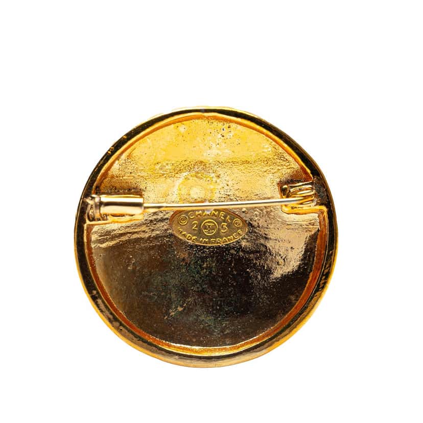 Chanel Gold Plated CC Quilted Brooch Gold Metal Good condition - Inside View