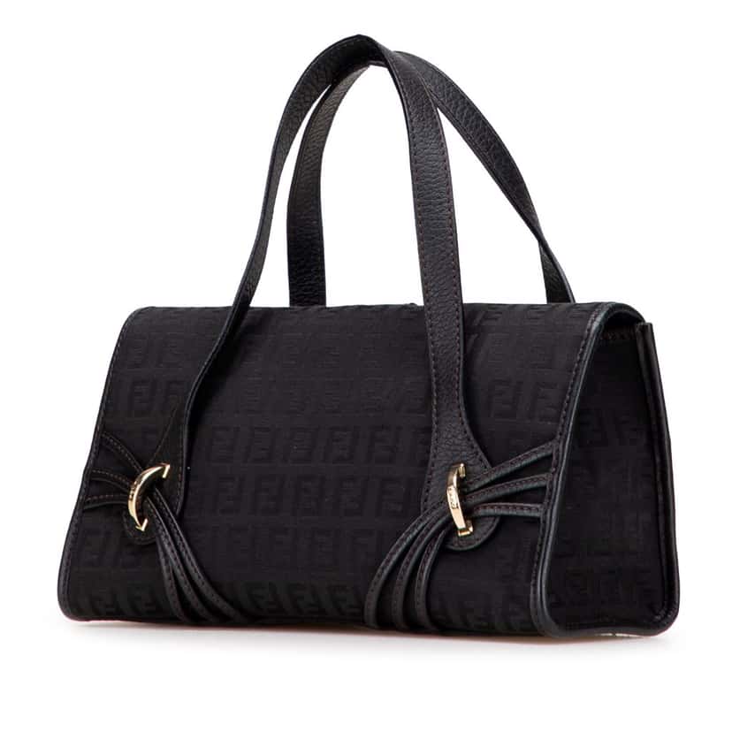 Fendi Zucchino Canvas Handbag Black Canvas Good condition - Back View