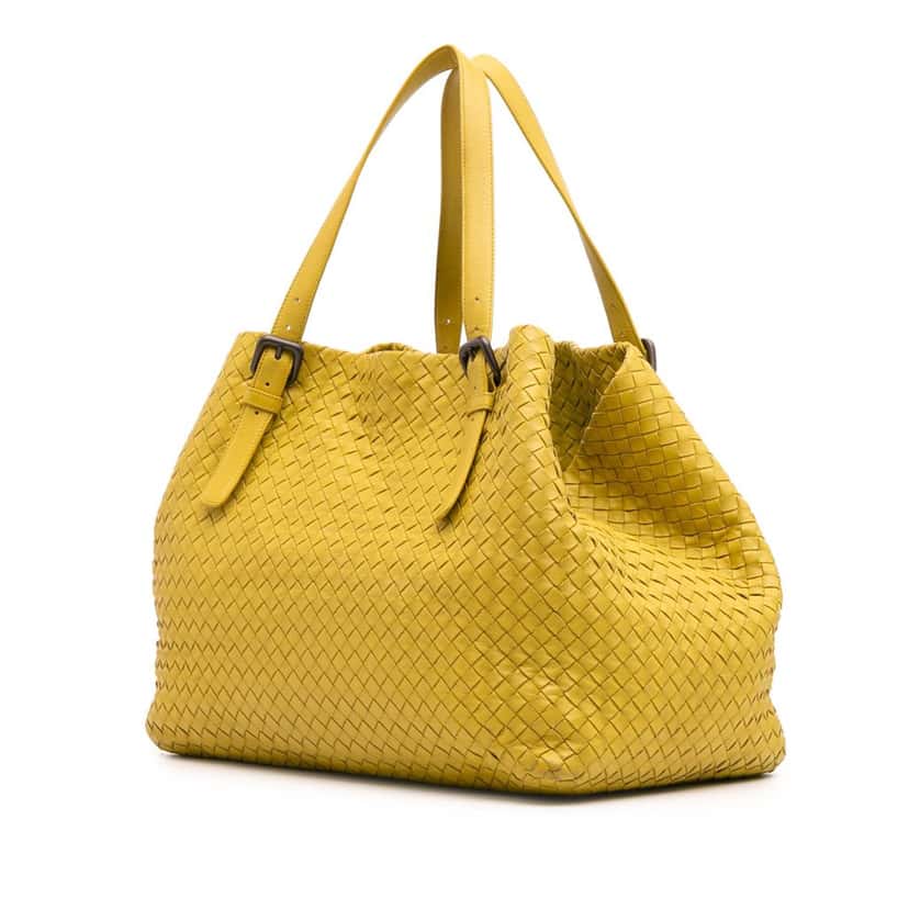 Bottega Veneta Large Nappa Intrecciato Cesta Tote Yellow Leather Good condition - Back View