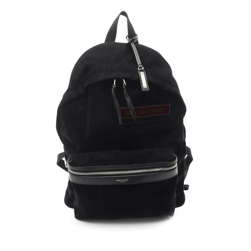 Saint Laurent Corduroy City Backpack Black Velvet Good condition - Front View