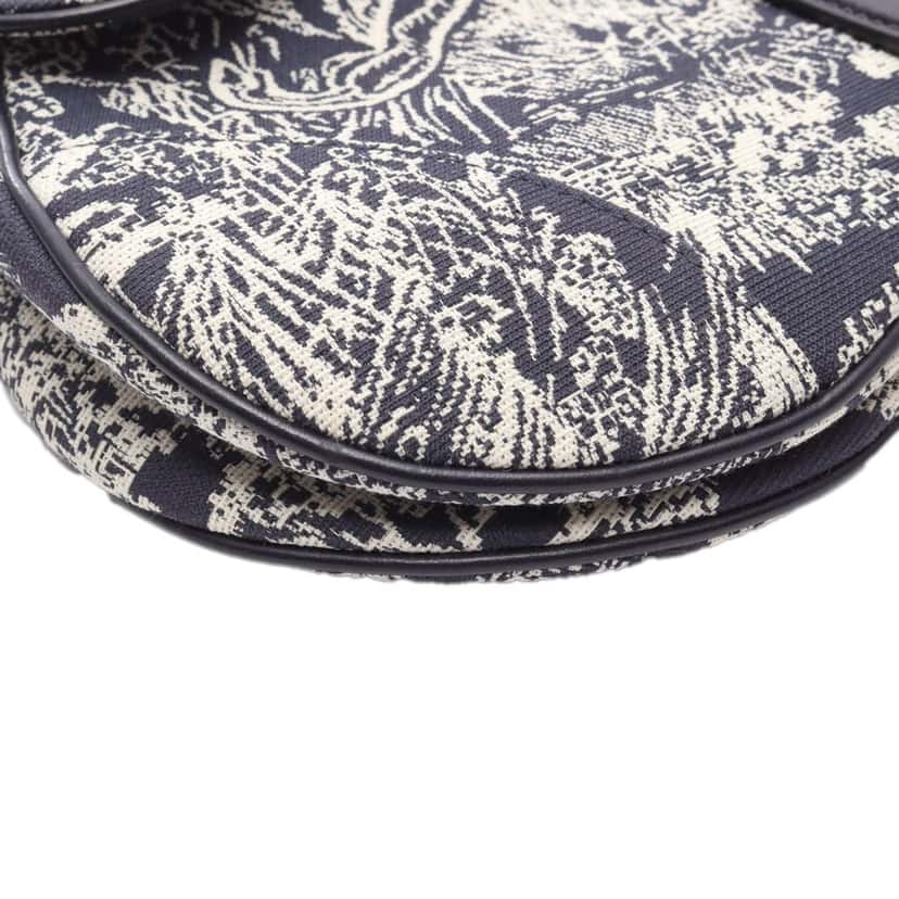 Dior Canvas Embroidered Reverse Toile De Jouy Saddle Bag Grey Canvas Good condition - Box View