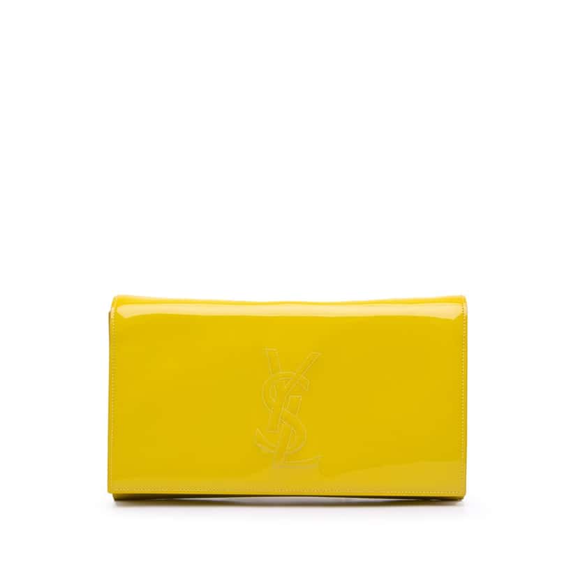 Yves Saint Laurent Patent Belle Du Jour Clutch Yellow Leather Good condition - Front View