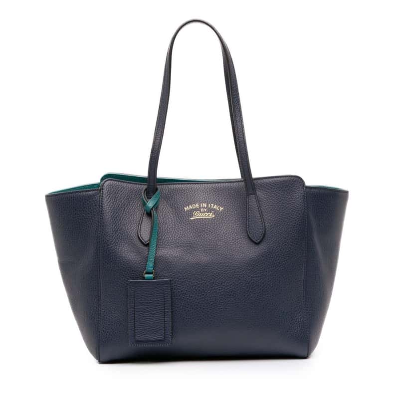Gucci Small Leather Swing Tote Blue Leather Good condition - Front View
