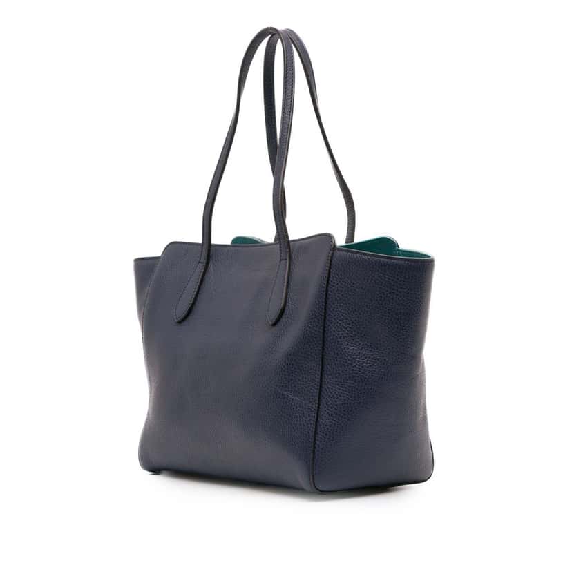 Gucci Small Leather Swing Tote Blue Leather Good condition - Back View