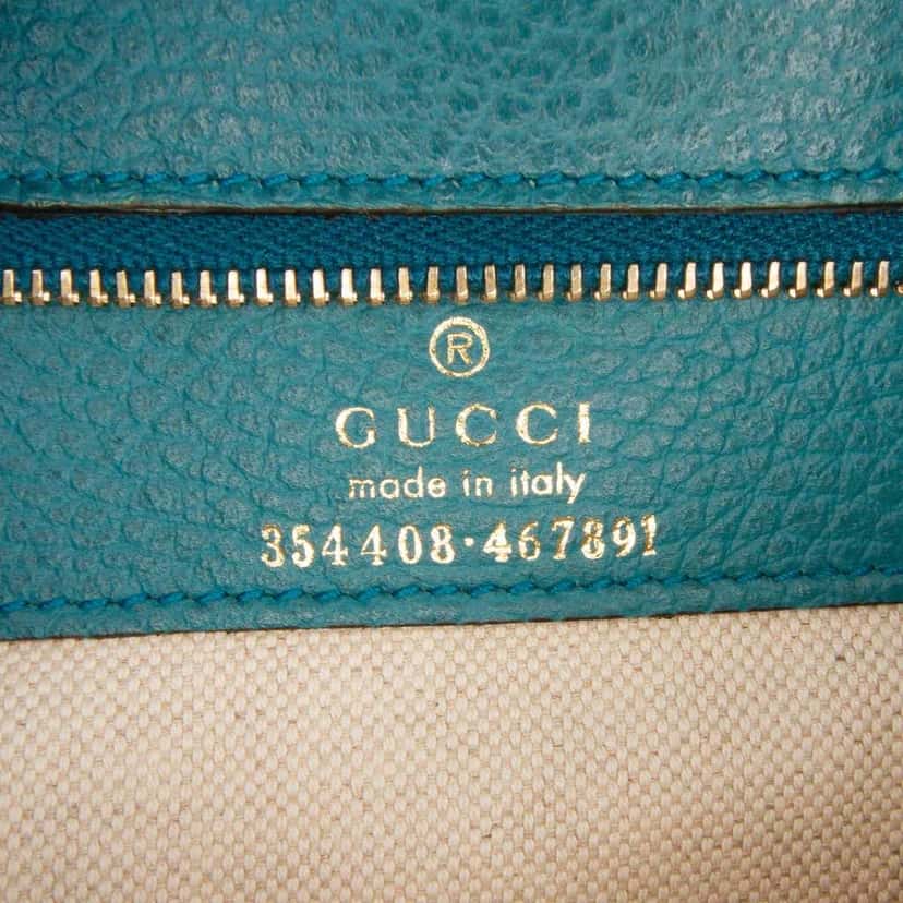 Gucci Small Leather Swing Tote Blue Leather Good condition - Box View