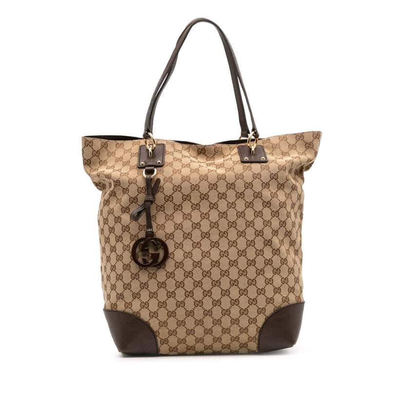 Gucci Large GG Canvas GG Charm Tote Brown Canvas Good condition - Front View