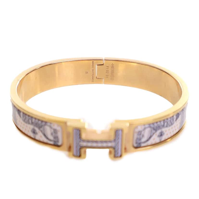 Hermès Enamel Grand Apparat Remix Clic H Bracelet PM White Good condition - Back View