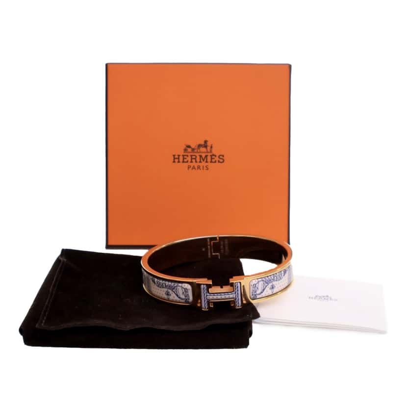 Hermès Enamel Grand Apparat Remix Clic H Bracelet PM White Good condition - Box View
