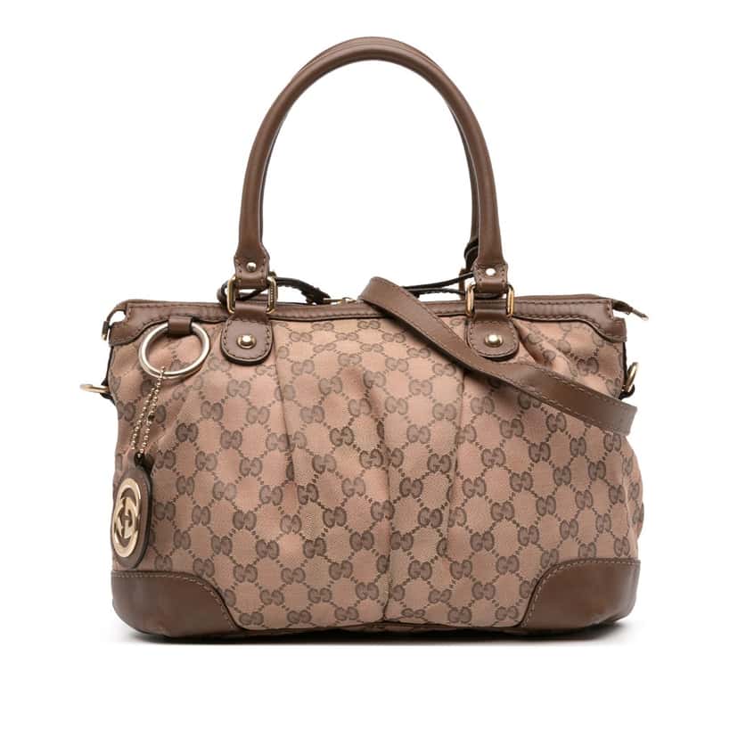 Gucci GG Canvas Sukey Satchel Brown Canvas Fair condition - Front View