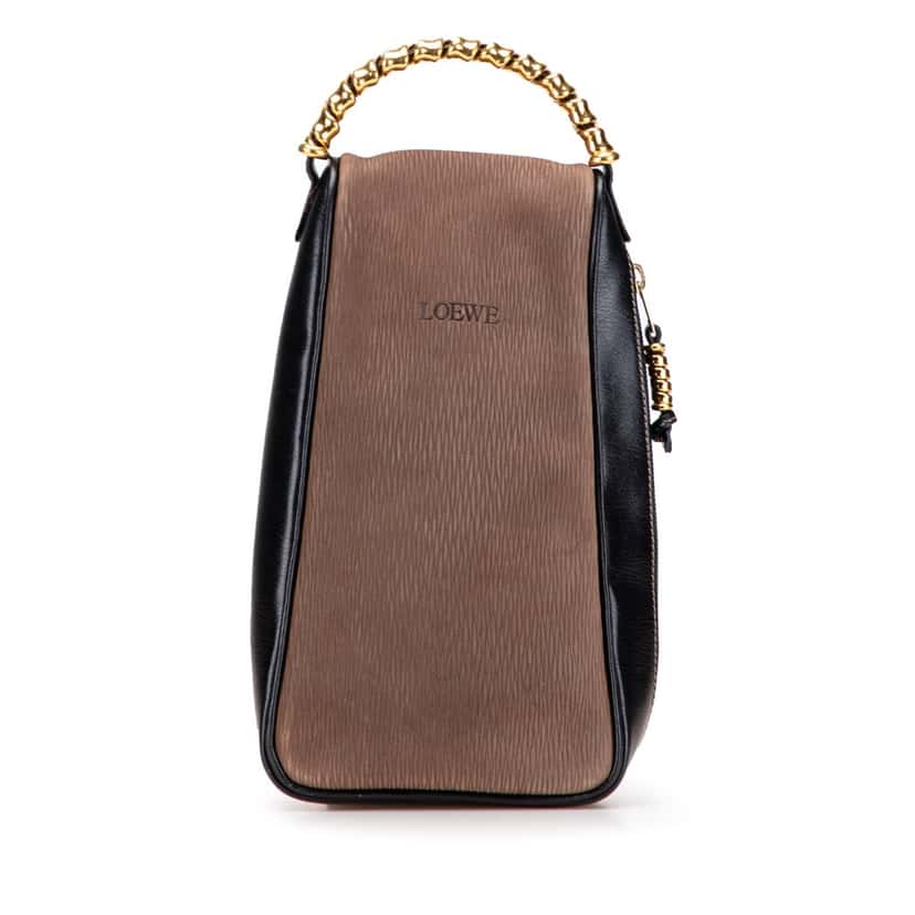 Loewe Leather Velasquez Twist Top Handle Bag Brown Leather Good condition - Front View
