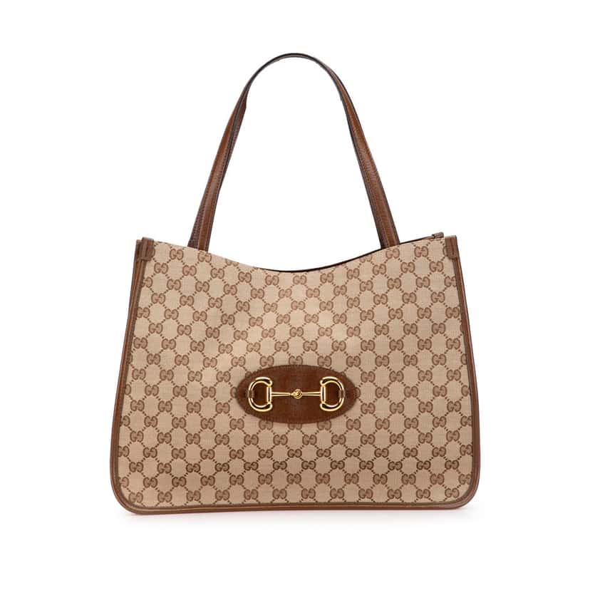 Gucci Medium GG Canvas Horsebit 1955 Tote Brown Canvas Good condition - Front View