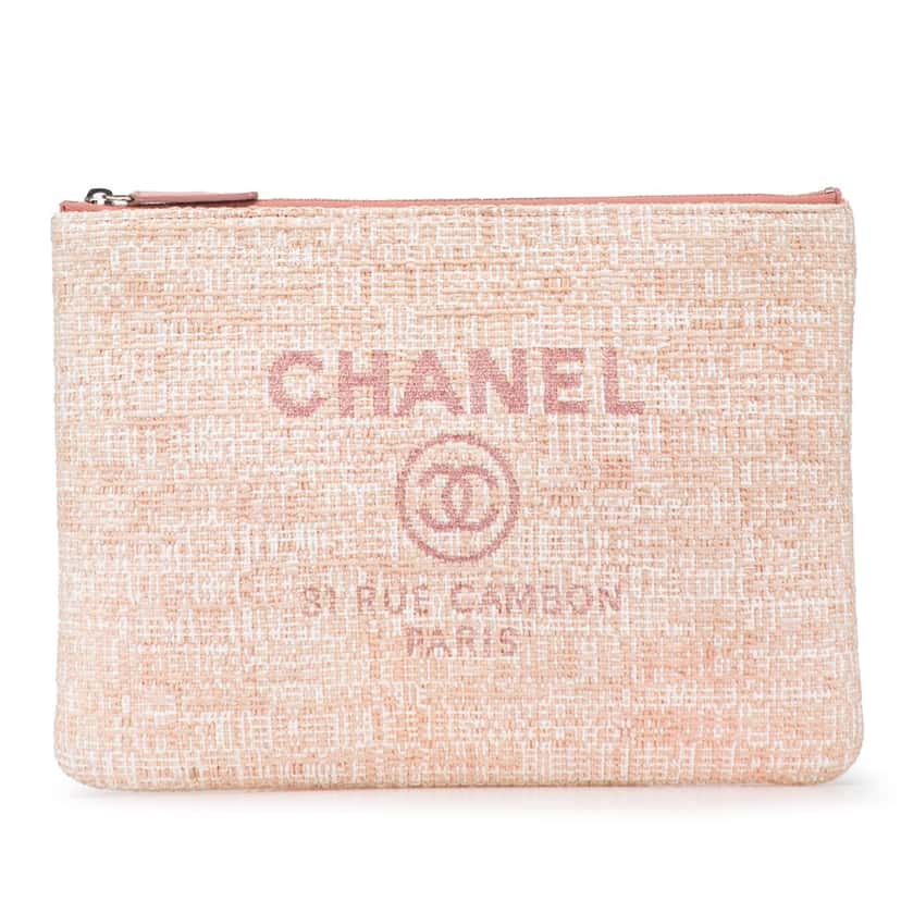 Chanel Medium Tweed Deauville O Case Pink Tweed Good condition - Front View