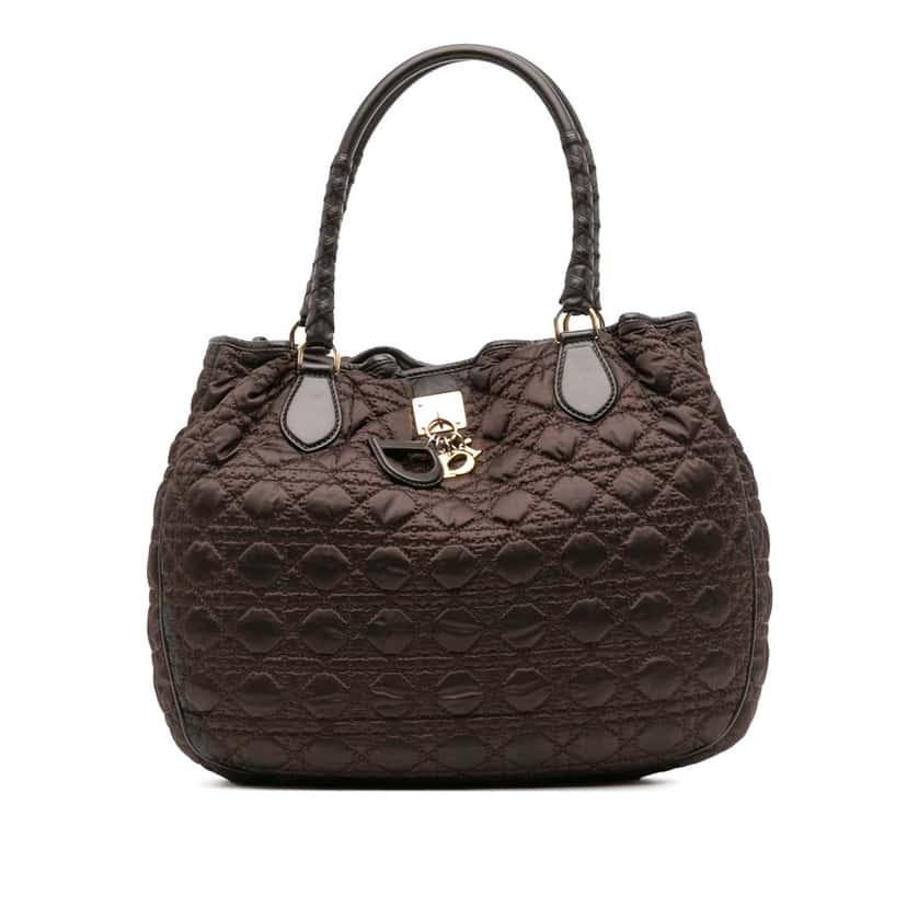 Dior Nylon Cannage Lovely Shopper Tote Brown Good condition - Front View