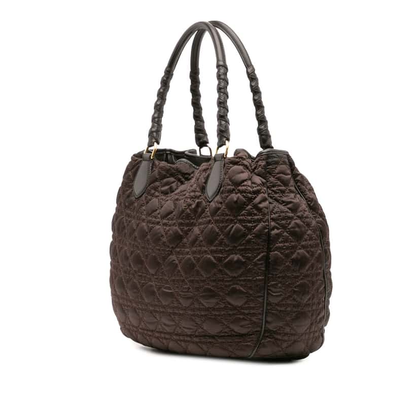 Dior Nylon Cannage Lovely Shopper Tote Brown Good condition - Back View