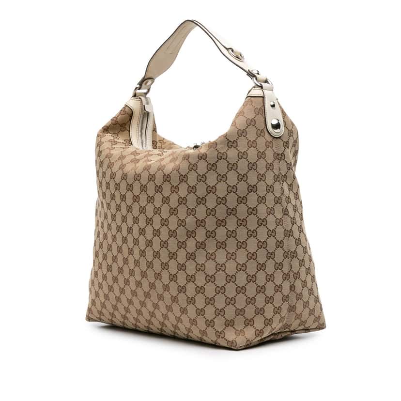 Gucci Large GG Canvas Icon Bit Hobo Brown Canvas Good condition - Back View