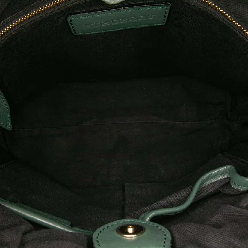 Burberry House Check Canvas and Calfskin Little Crush Crossbody Green Leather Good condition - Model View