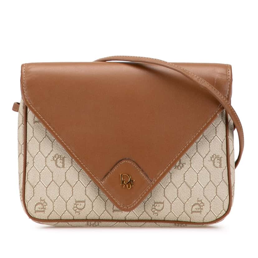 Dior Honeycomb Coated Canvas Crossbody Brown Canvas Good condition - Front View