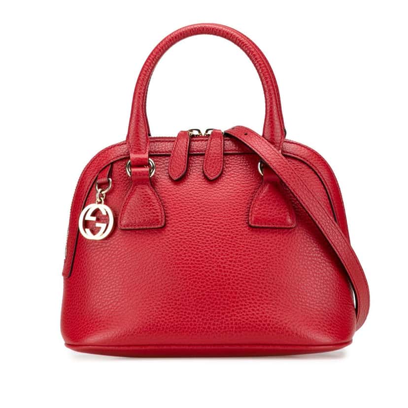 Gucci Mini Leather GG Charm Dome Satchel Red Leather Good condition - Front View