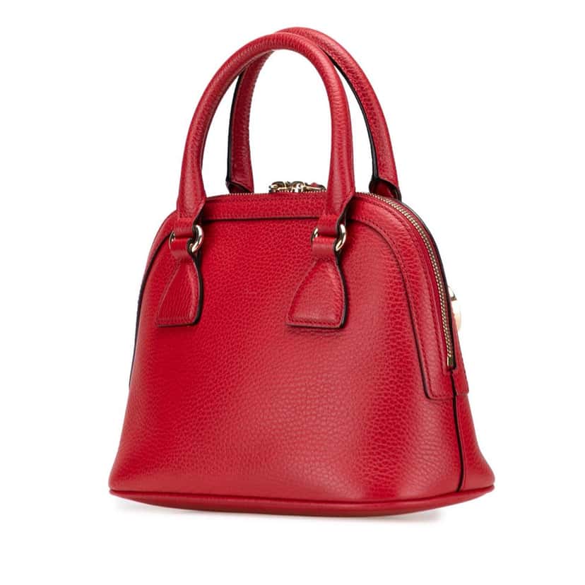 Gucci Mini Leather GG Charm Dome Satchel Red Leather Good condition - Back View