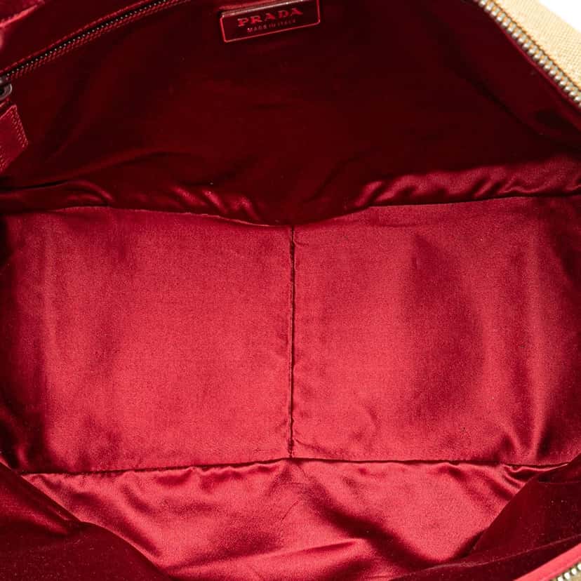 Prada Cinghiale Trimmed Canvas Canapa Bauletto Bag Brown Canvas Good condition - Model View