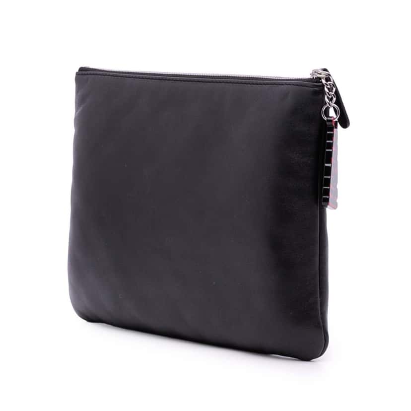 Chanel Medium Printed Lambskin Cuba La Habana O Case Clutch Black Leather Good condition - Back View