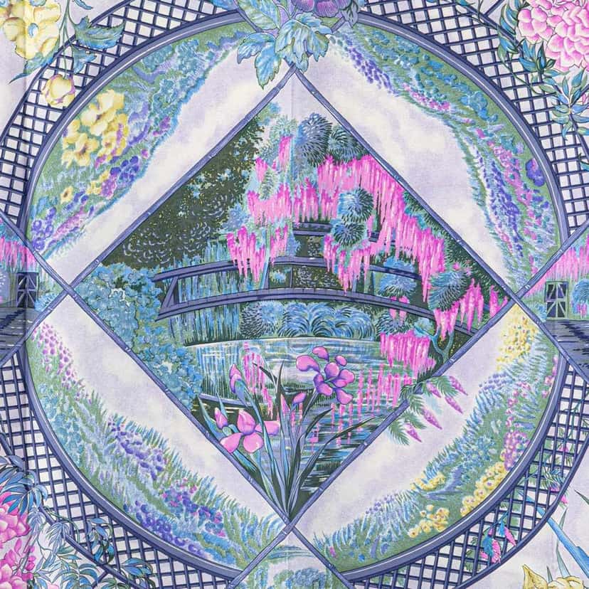 Hermès Giverny Silk Scarf Pink Silk Good condition - Back View