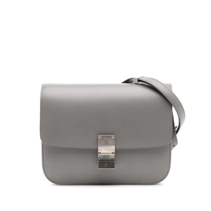 Celine Medium Calfskin Classic Box Grey Leather Good condition - Front View