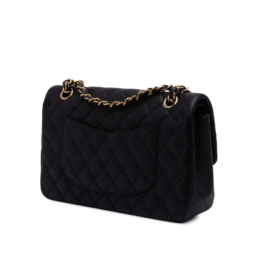 Chanel Medium Classic Lambskin Double Flap Black Leather Good condition - Back View