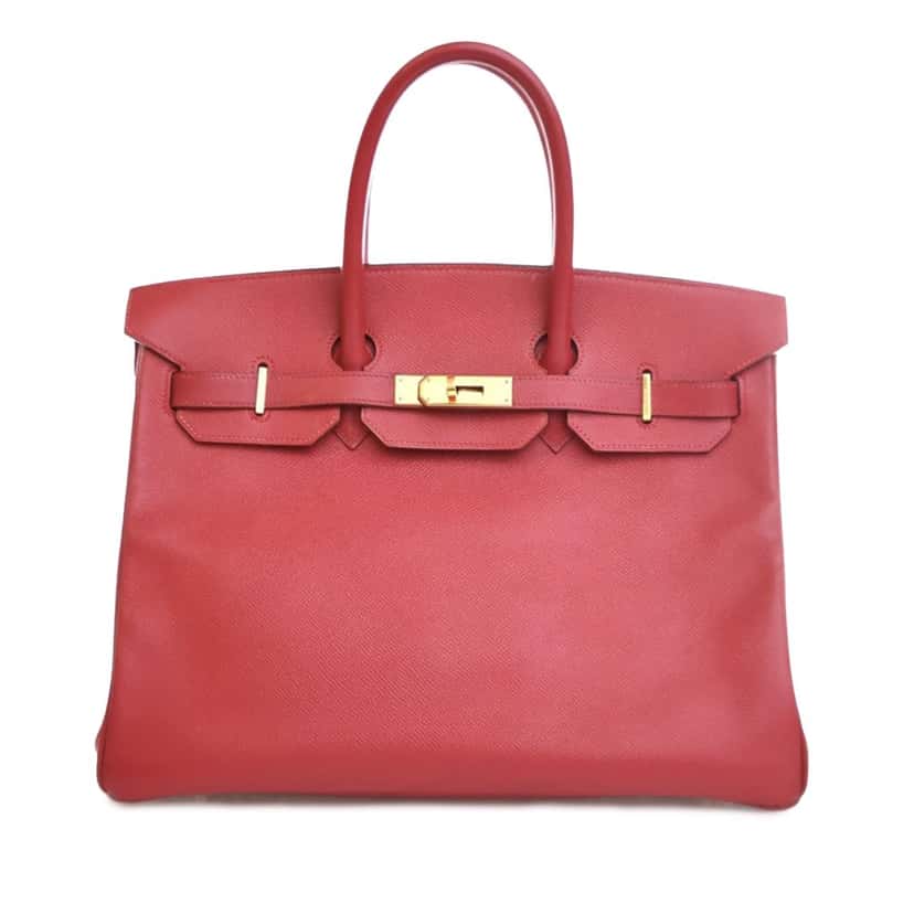 Hermès Epsom Birkin Retourne 35 Red Leather Good condition - Front View