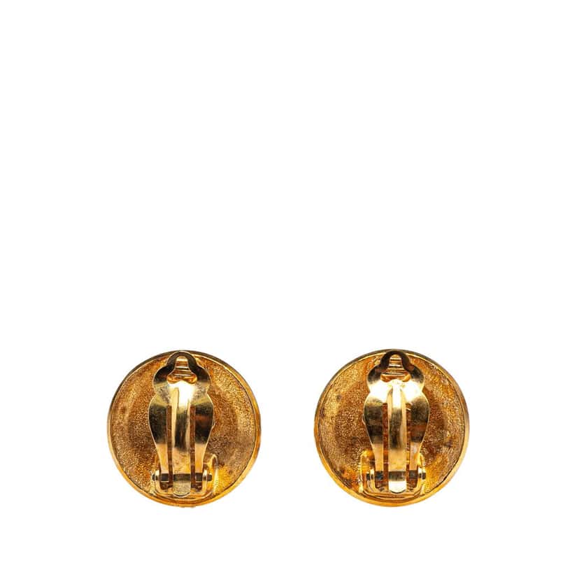 Chanel Gold Plated CC Button Clip on Earrings Gold Metal Good condition - Back View