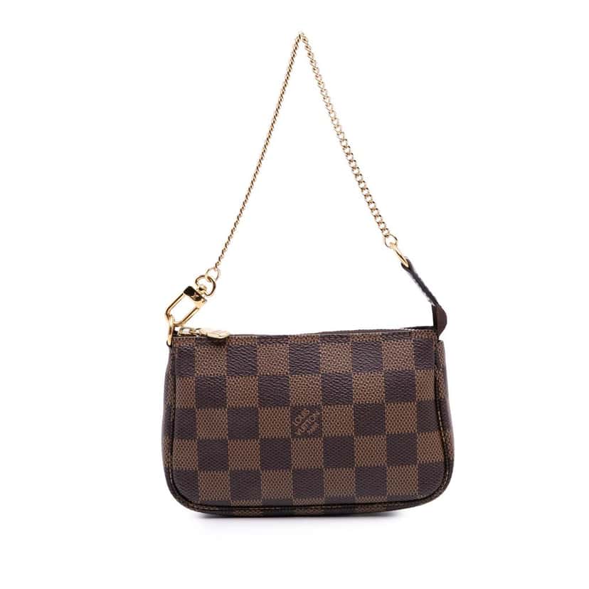 Louis Vuitton Damier Ebene Mini Pochette Accessoires Brown Canvas Good condition - Front View
