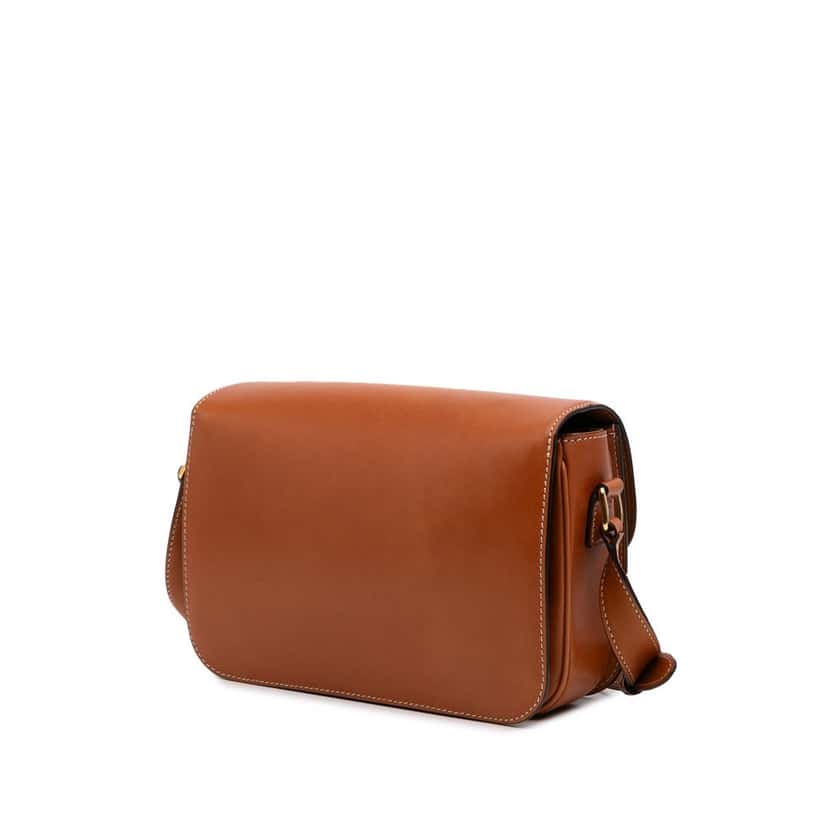 Celine Shiny Calfskin Claude Shoulder Bag Brown Leather Good condition - Back View