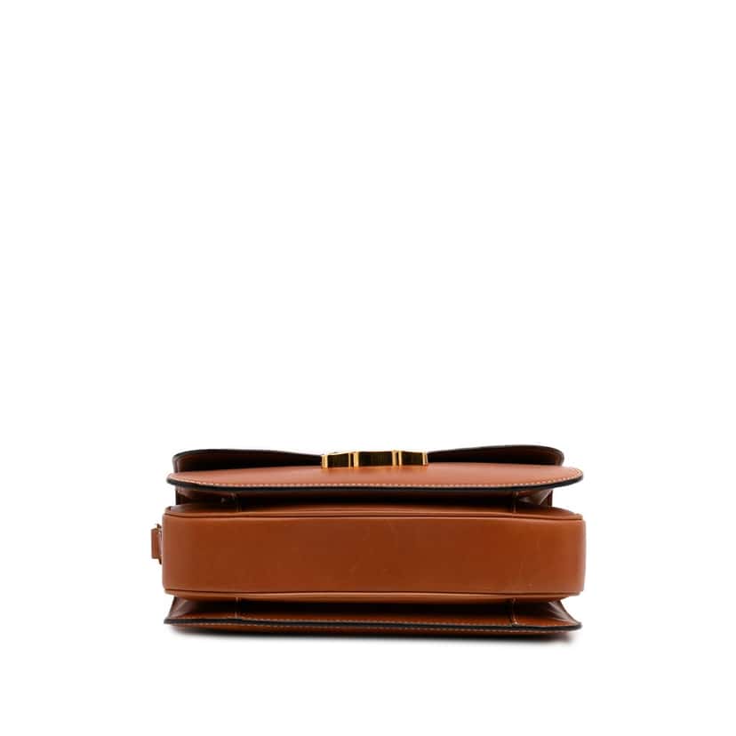 Celine Shiny Calfskin Claude Shoulder Bag Brown Leather Good condition - Inside View