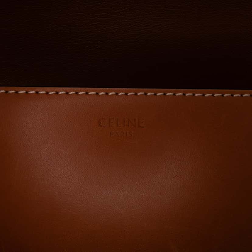 Celine Shiny Calfskin Claude Shoulder Bag Brown Leather Good condition - Box View